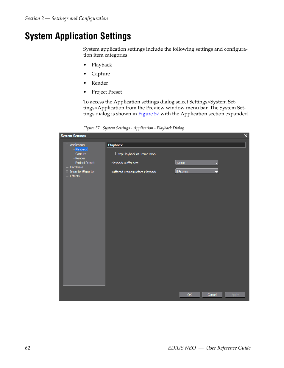 System application settings | Grass Valley EDIUS Neo 3 User Manual | Page 64 / 802