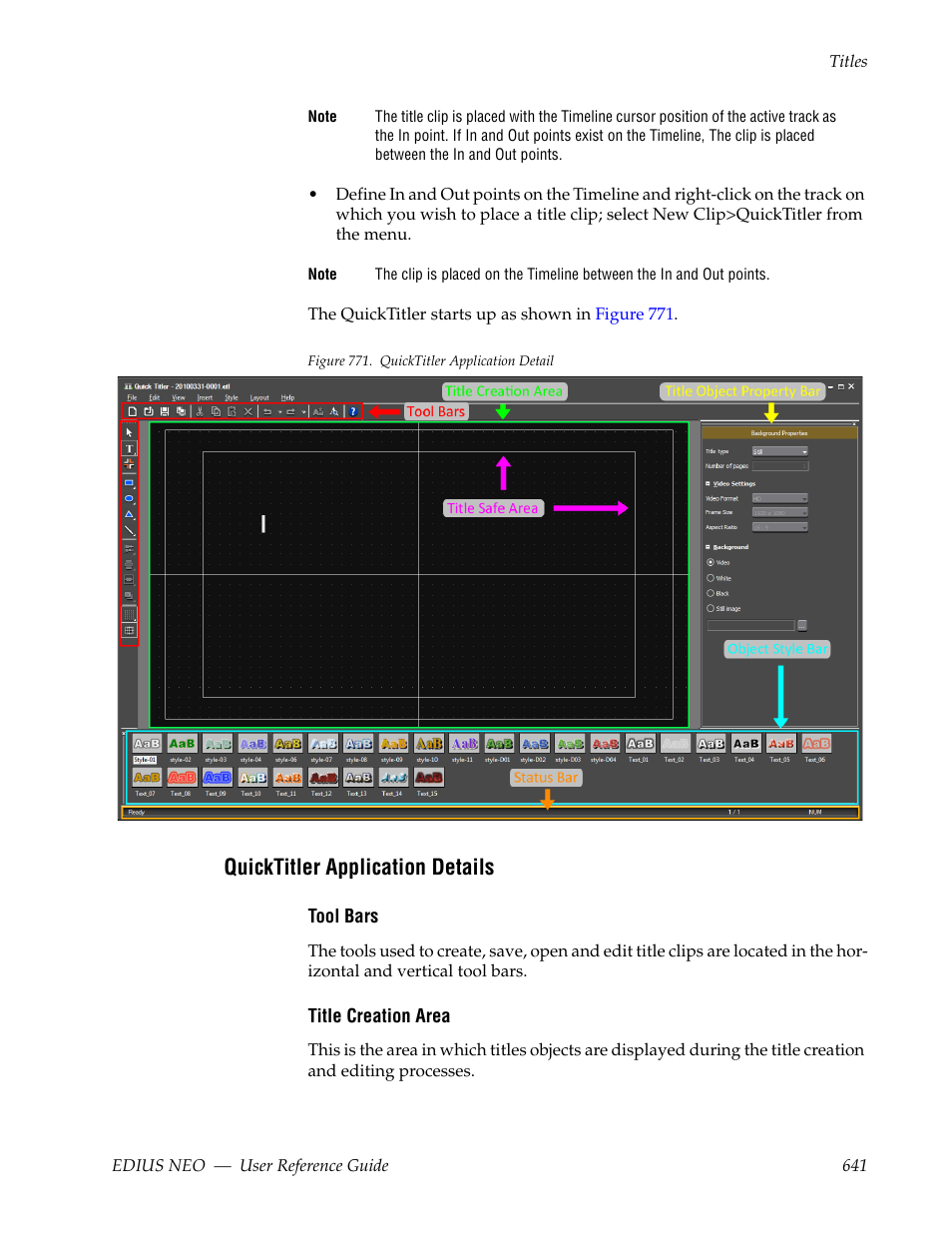 Quicktitler application details | Grass Valley EDIUS Neo 3 User Manual | Page 643 / 802
