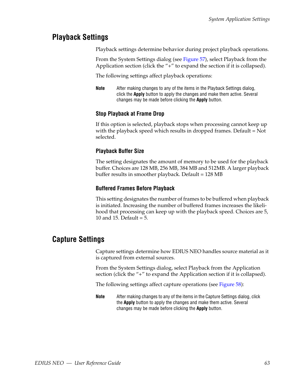 Playback settings, Capture settings | Grass Valley EDIUS Neo 3 User Manual | Page 65 / 802