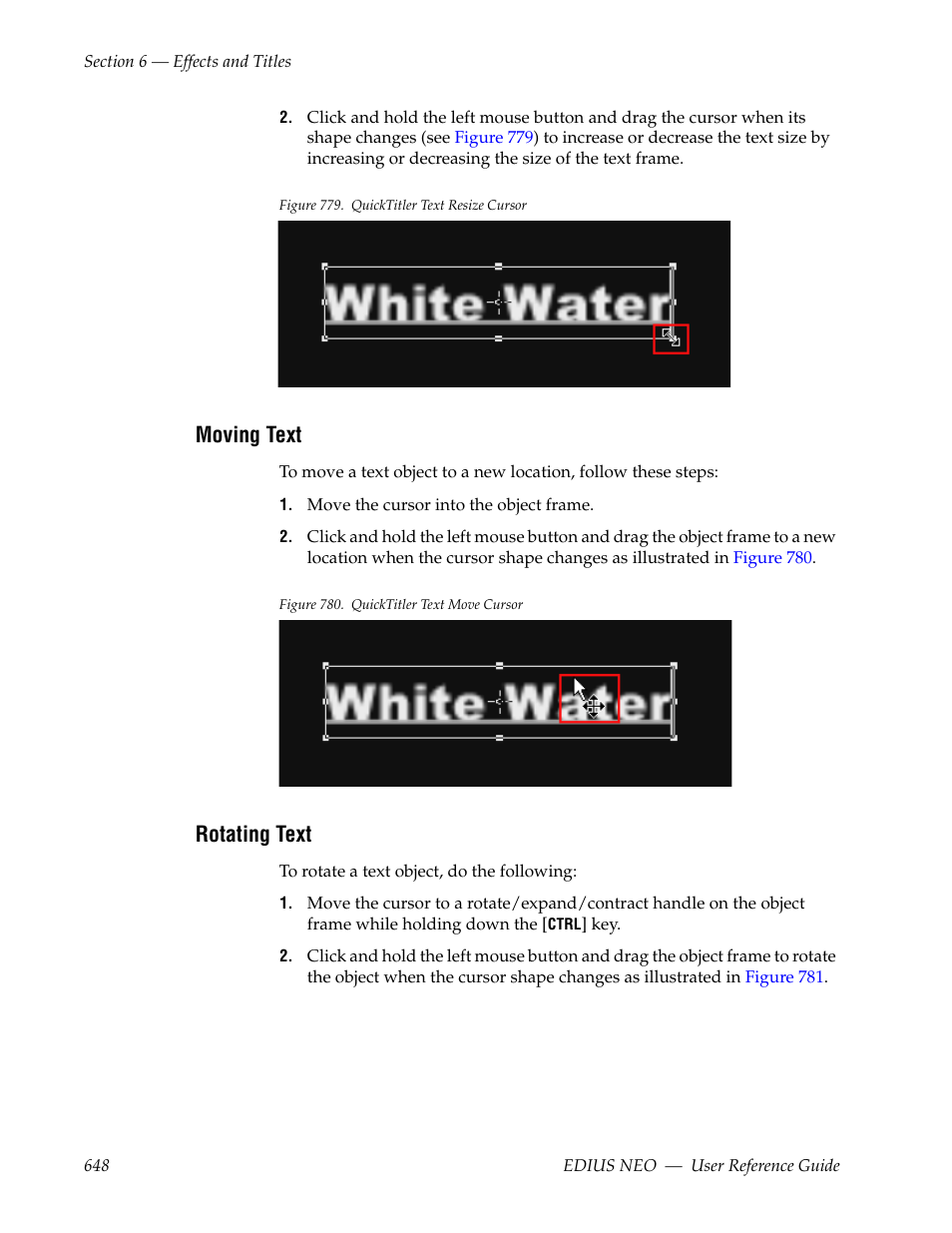 Moving text, Rotating text | Grass Valley EDIUS Neo 3 User Manual | Page 650 / 802