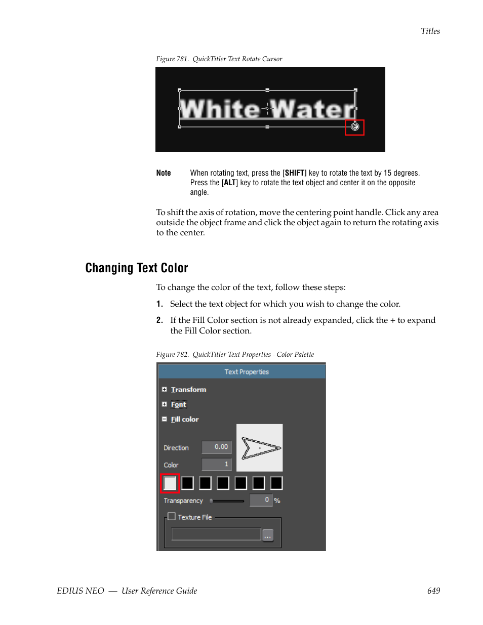 Changing text color, Figure 781 | Grass Valley EDIUS Neo 3 User Manual | Page 651 / 802
