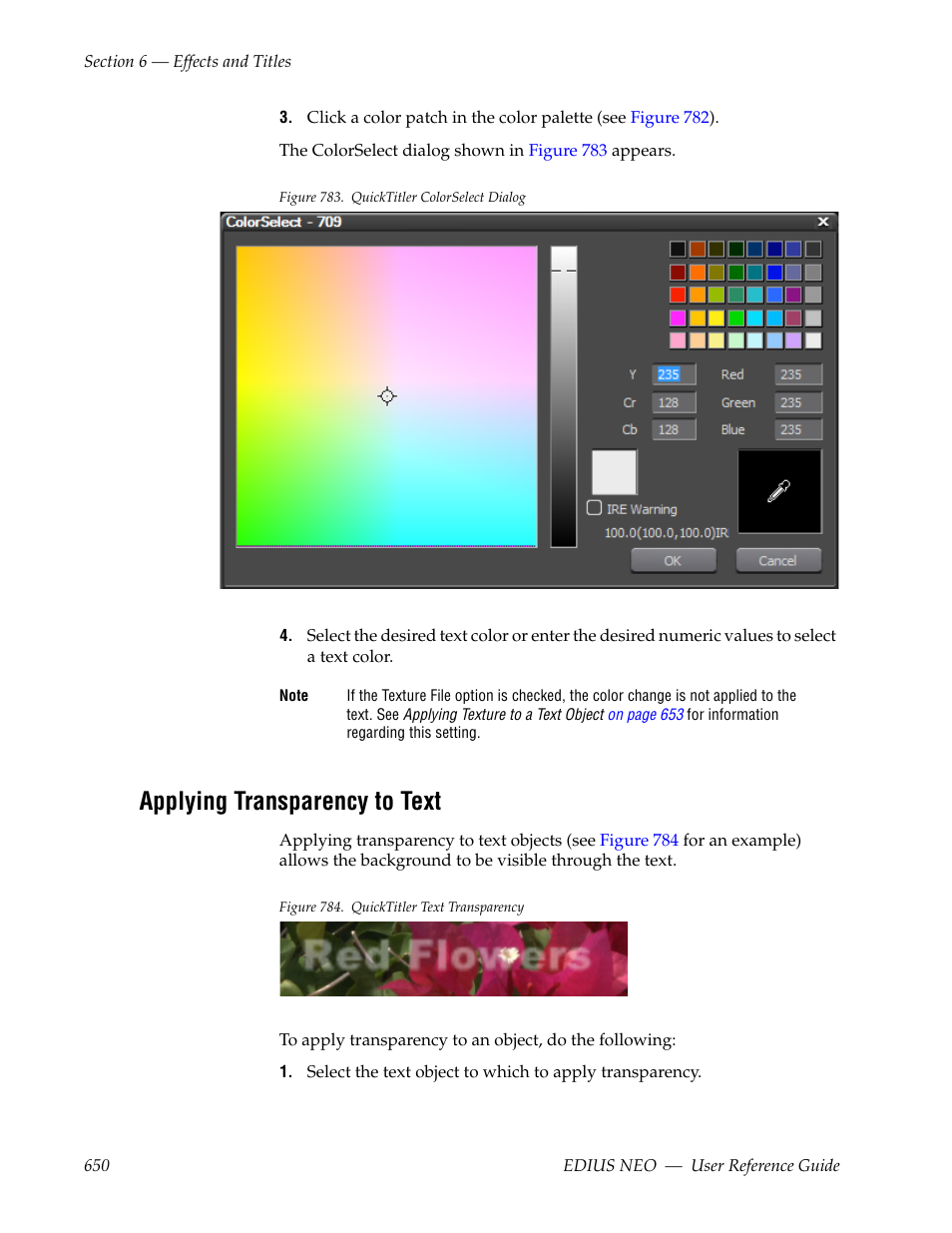 Applying transparency to text | Grass Valley EDIUS Neo 3 User Manual | Page 652 / 802