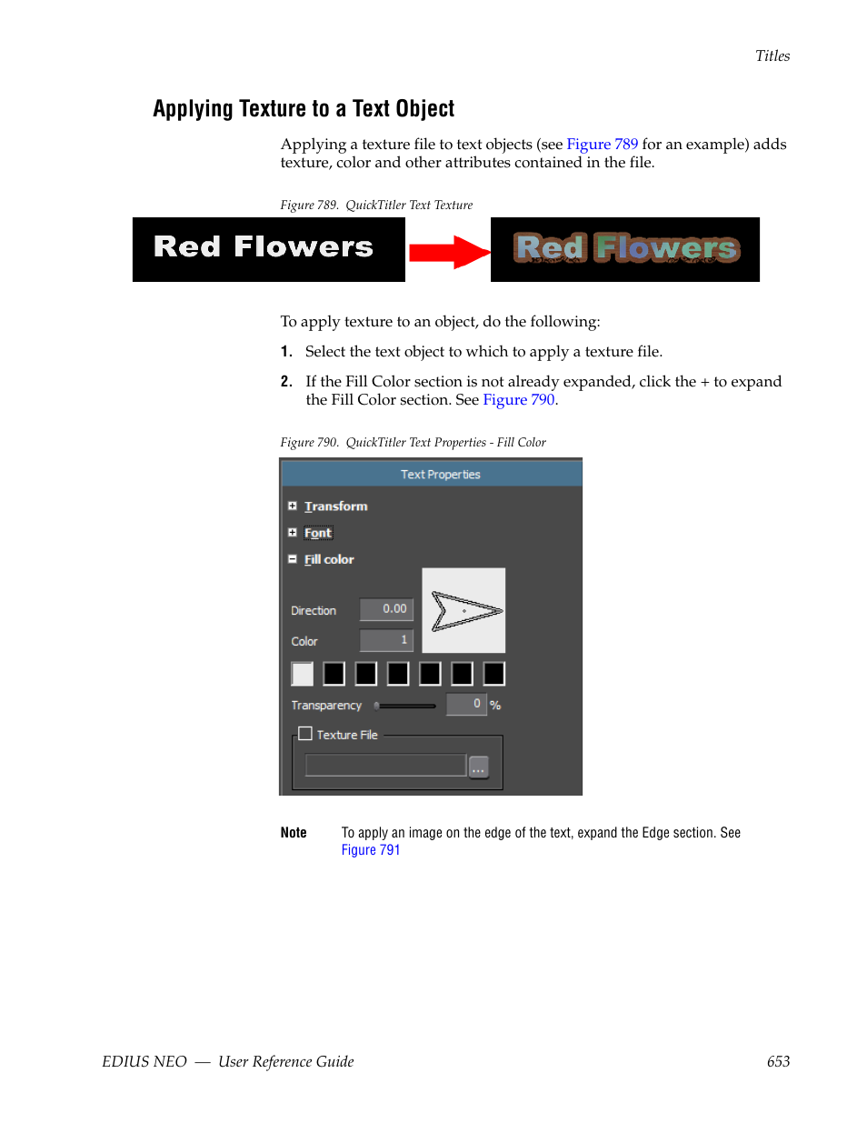 Applying texture to a text object | Grass Valley EDIUS Neo 3 User Manual | Page 655 / 802