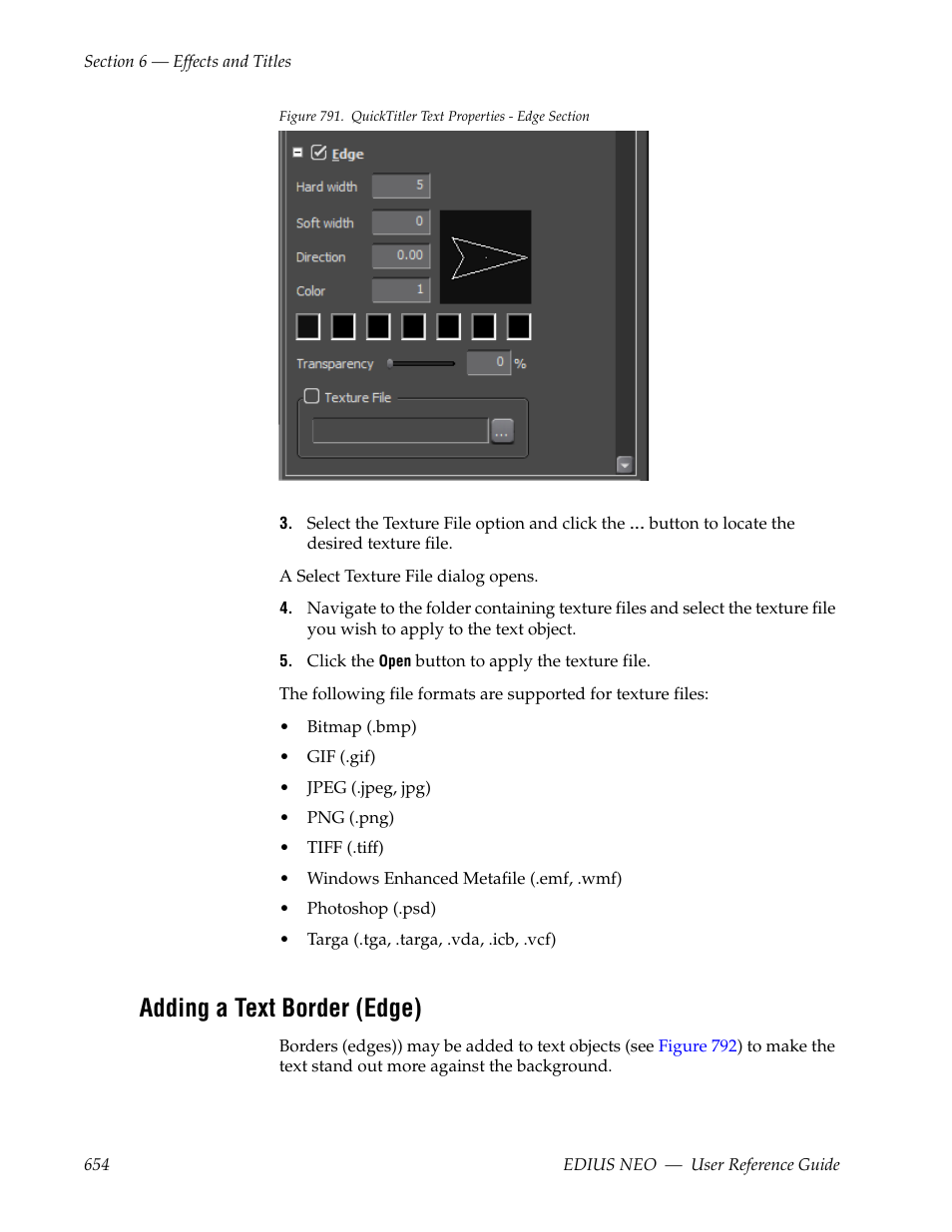 Adding a text border (edge), Figure 791 | Grass Valley EDIUS Neo 3 User Manual | Page 656 / 802