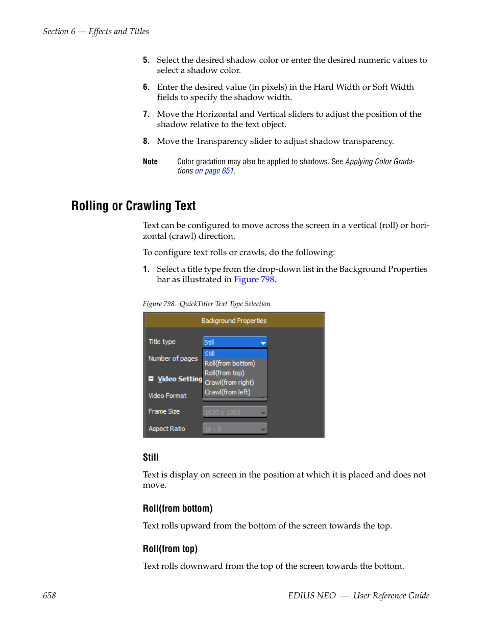 Rolling or crawling text | Grass Valley EDIUS Neo 3 User Manual | Page 660 / 802
