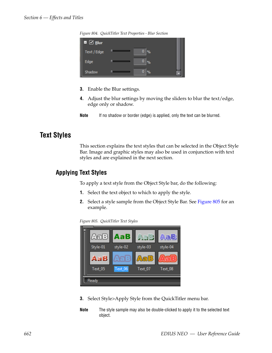 Text styles, Applying text styles | Grass Valley EDIUS Neo 3 User Manual | Page 664 / 802