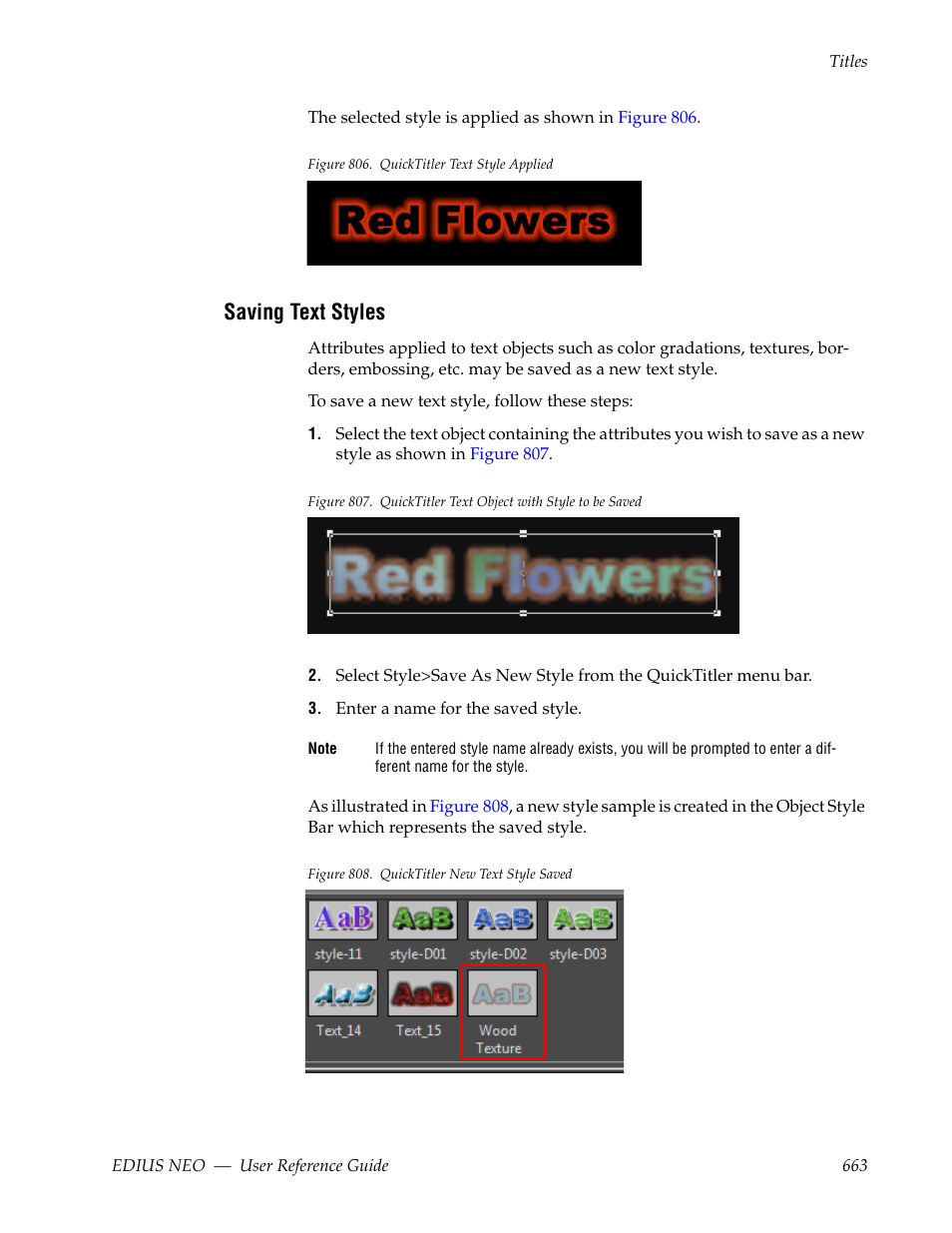 Saving text styles | Grass Valley EDIUS Neo 3 User Manual | Page 665 / 802
