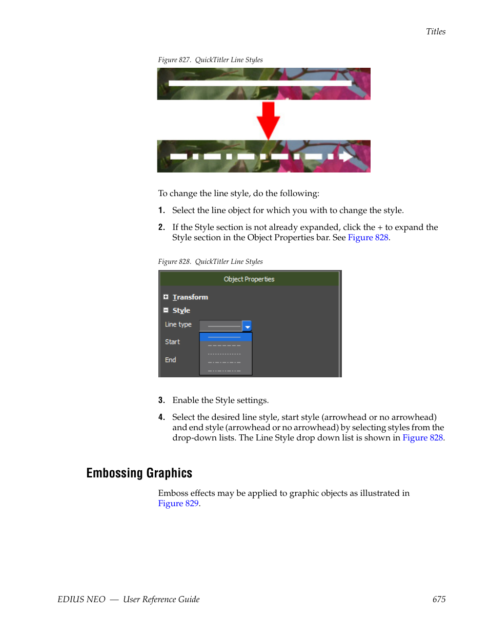 Embossing graphics, Llustrated in, Figure 827 | Grass Valley EDIUS Neo 3 User Manual | Page 677 / 802