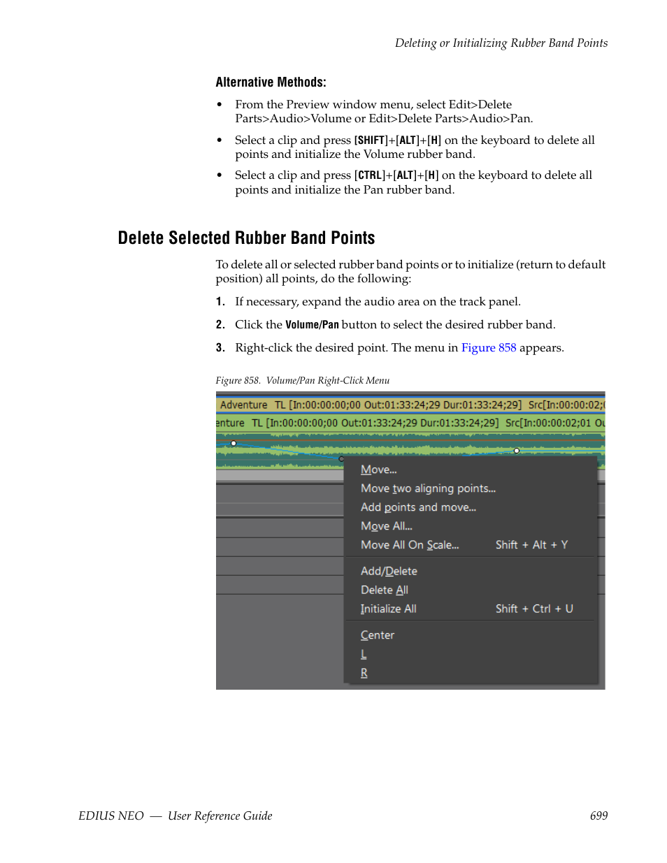 Delete selected rubber band points | Grass Valley EDIUS Neo 3 User Manual | Page 701 / 802