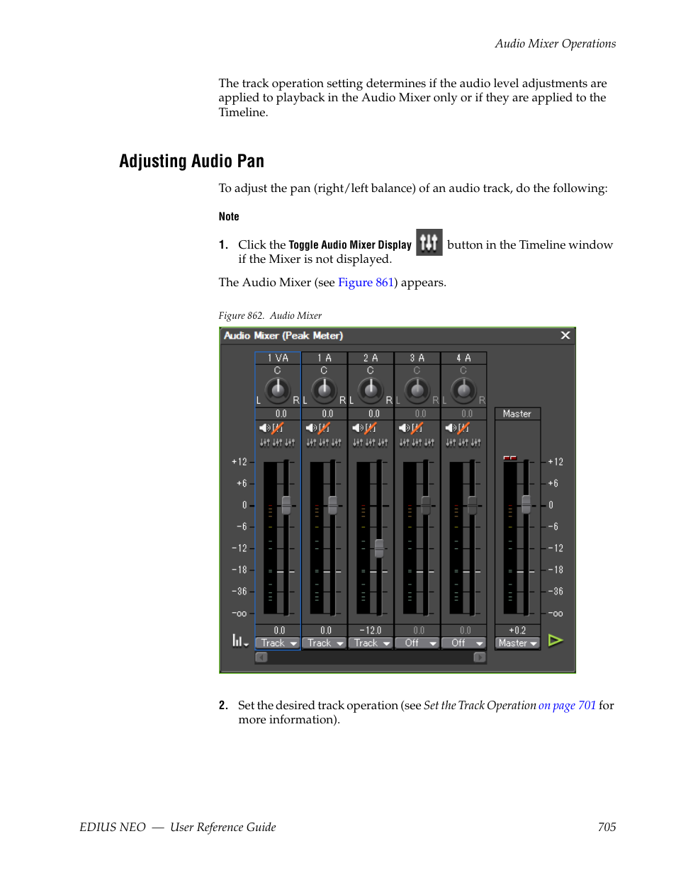 Adjusting audio pan | Grass Valley EDIUS Neo 3 User Manual | Page 707 / 802