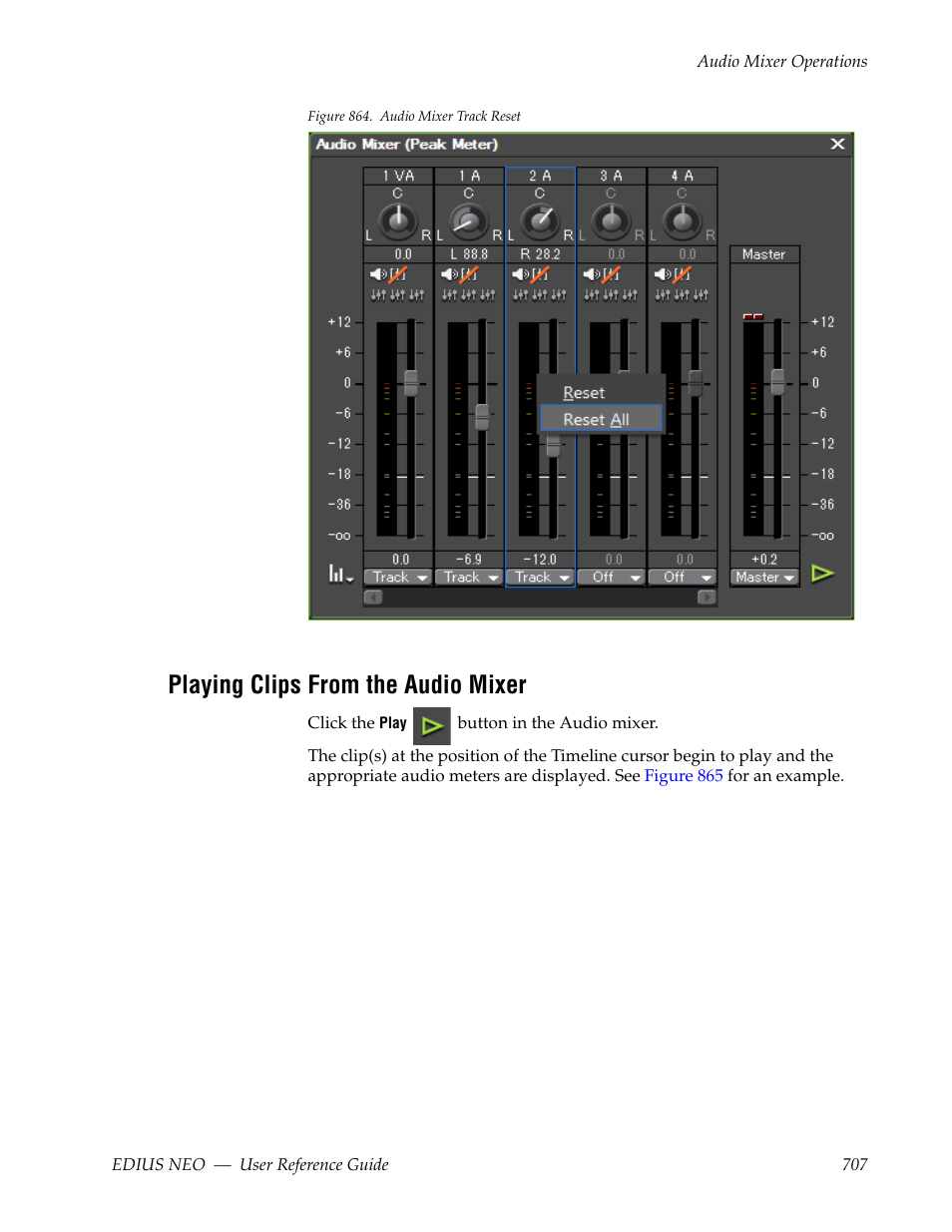 Playing clips from the audio mixer, Figure 864 | Grass Valley EDIUS Neo 3 User Manual | Page 709 / 802
