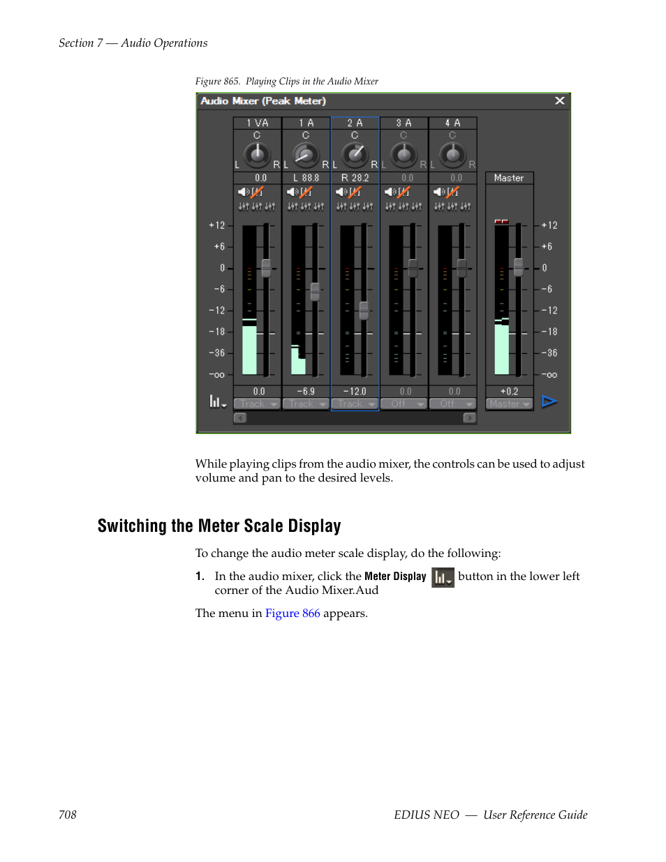 Switching the meter scale display | Grass Valley EDIUS Neo 3 User Manual | Page 710 / 802