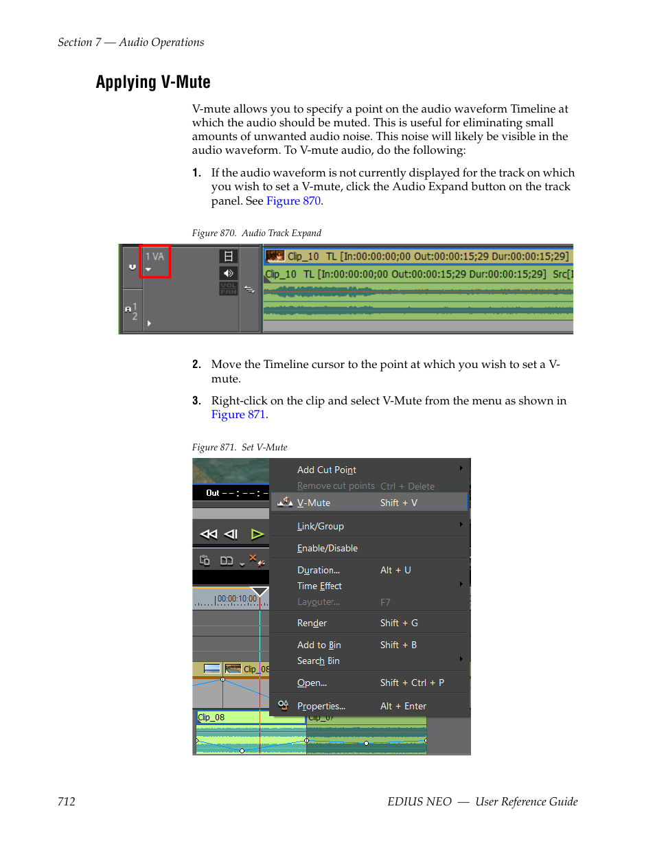 Applying v-mute | Grass Valley EDIUS Neo 3 User Manual | Page 714 / 802