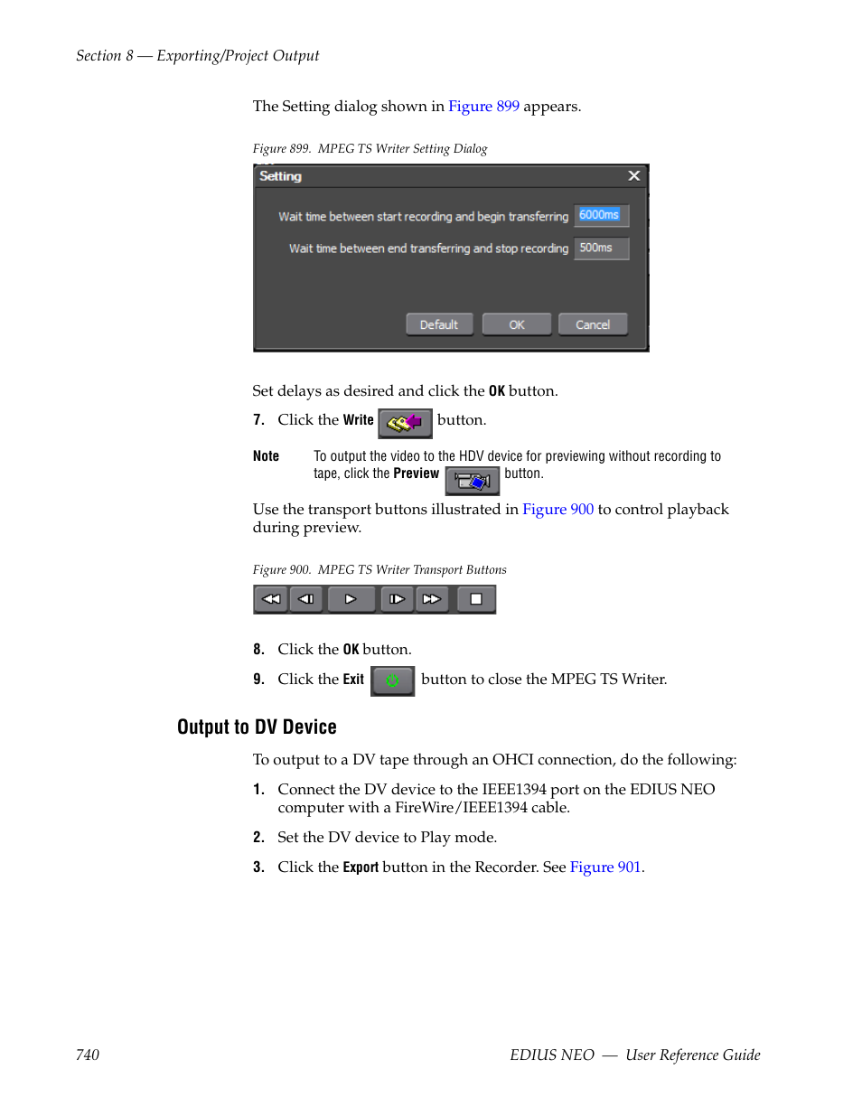 Output to dv device | Grass Valley EDIUS Neo 3 User Manual | Page 742 / 802