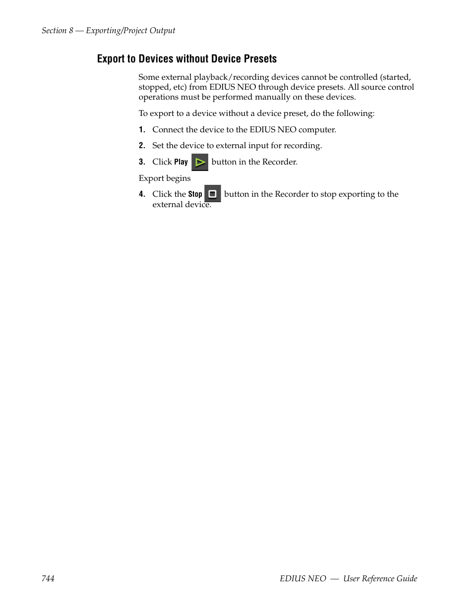 Export to devices without device presets | Grass Valley EDIUS Neo 3 User Manual | Page 746 / 802