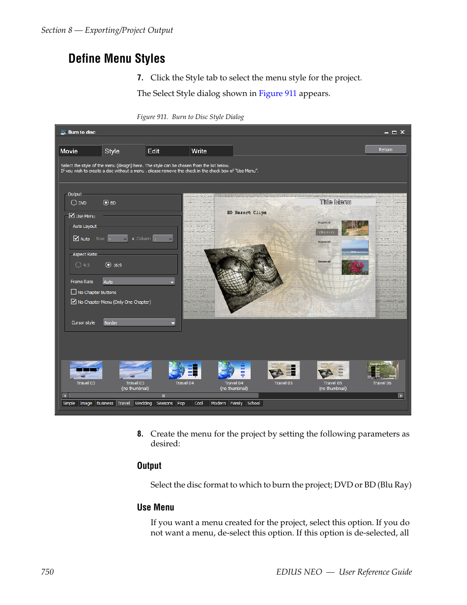 Define menu styles | Grass Valley EDIUS Neo 3 User Manual | Page 752 / 802