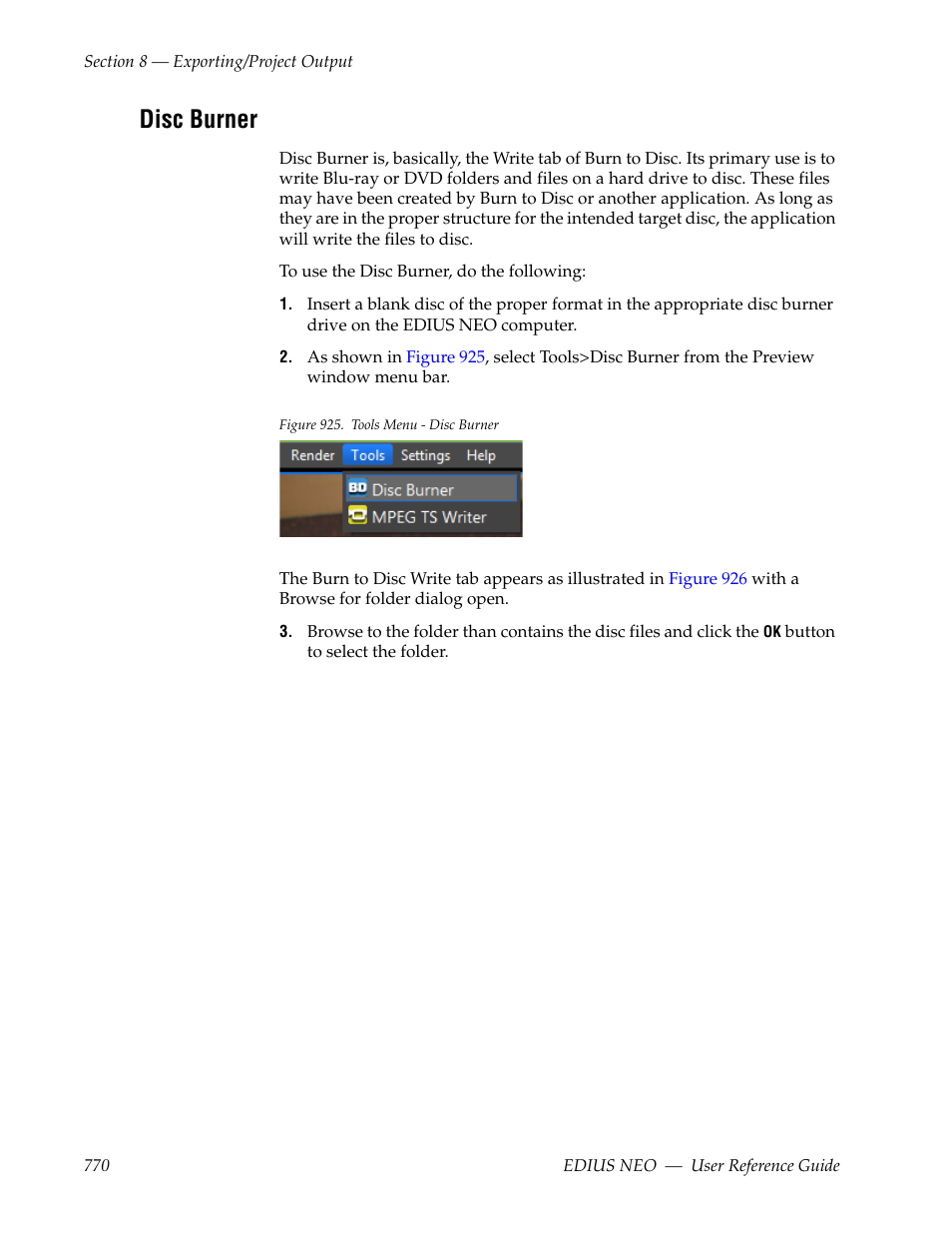 Disc burner, E disc burner | Grass Valley EDIUS Neo 3 User Manual | Page 772 / 802