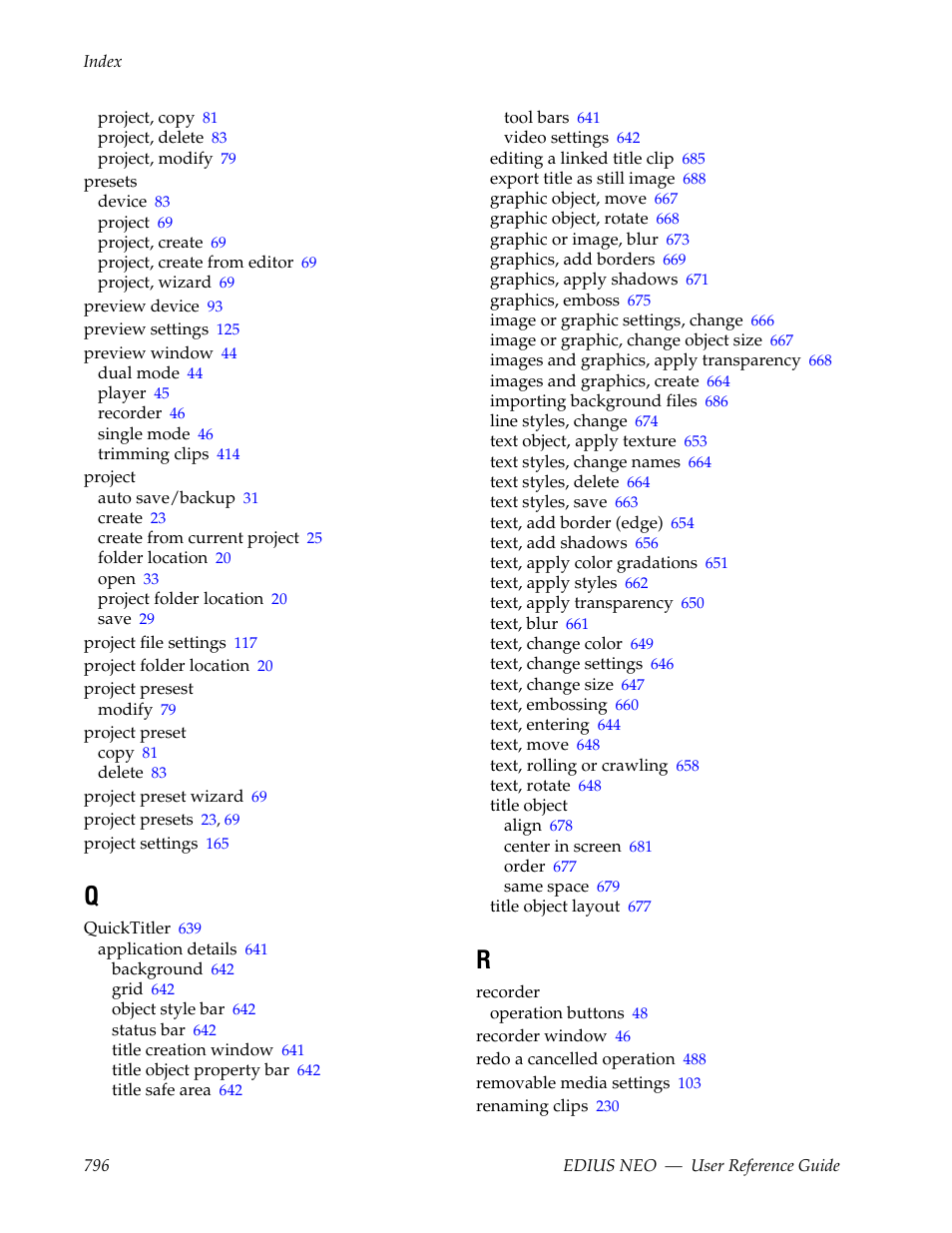 Grass Valley EDIUS Neo 3 User Manual | Page 798 / 802