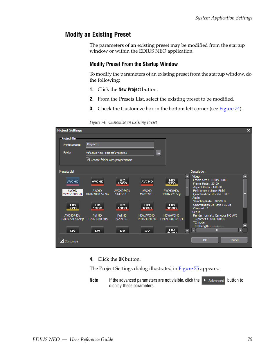 Modify an existing preset | Grass Valley EDIUS Neo 3 User Manual | Page 81 / 802