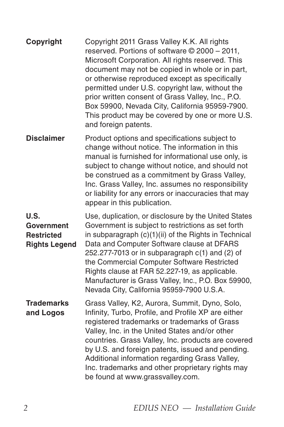 Grass Valley EDIUS Neo 3 Installation User Manual | Page 2 / 17