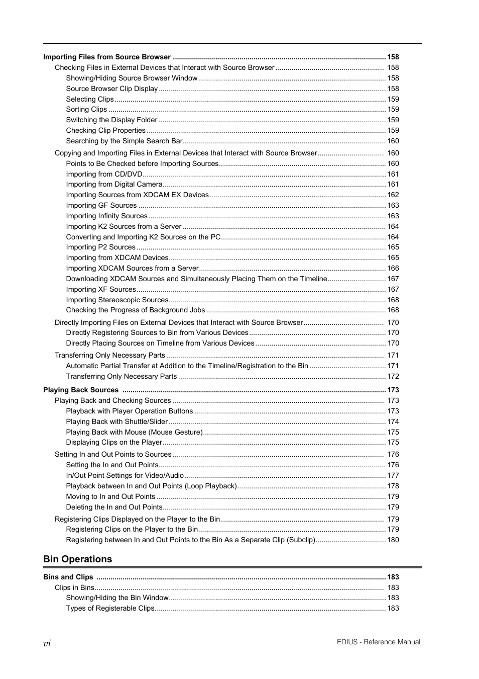 Bin operations | Grass Valley EDIUS Pro v.6.5 User Manual | Page 10 / 530