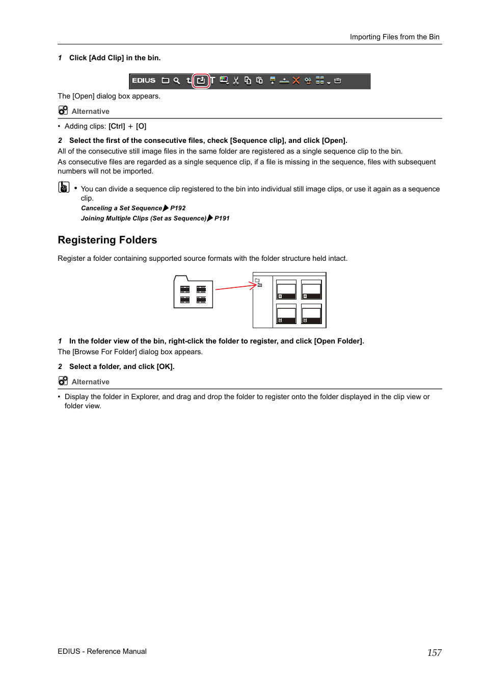 Registering folders, P157 | Grass Valley EDIUS Pro v.6.5 User Manual | Page 179 / 530