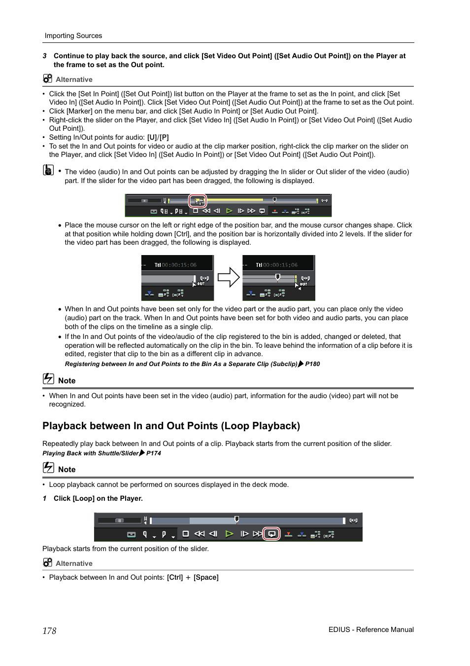Playback between in and out points (loop playback) | Grass Valley EDIUS Pro v.6.5 User Manual | Page 200 / 530