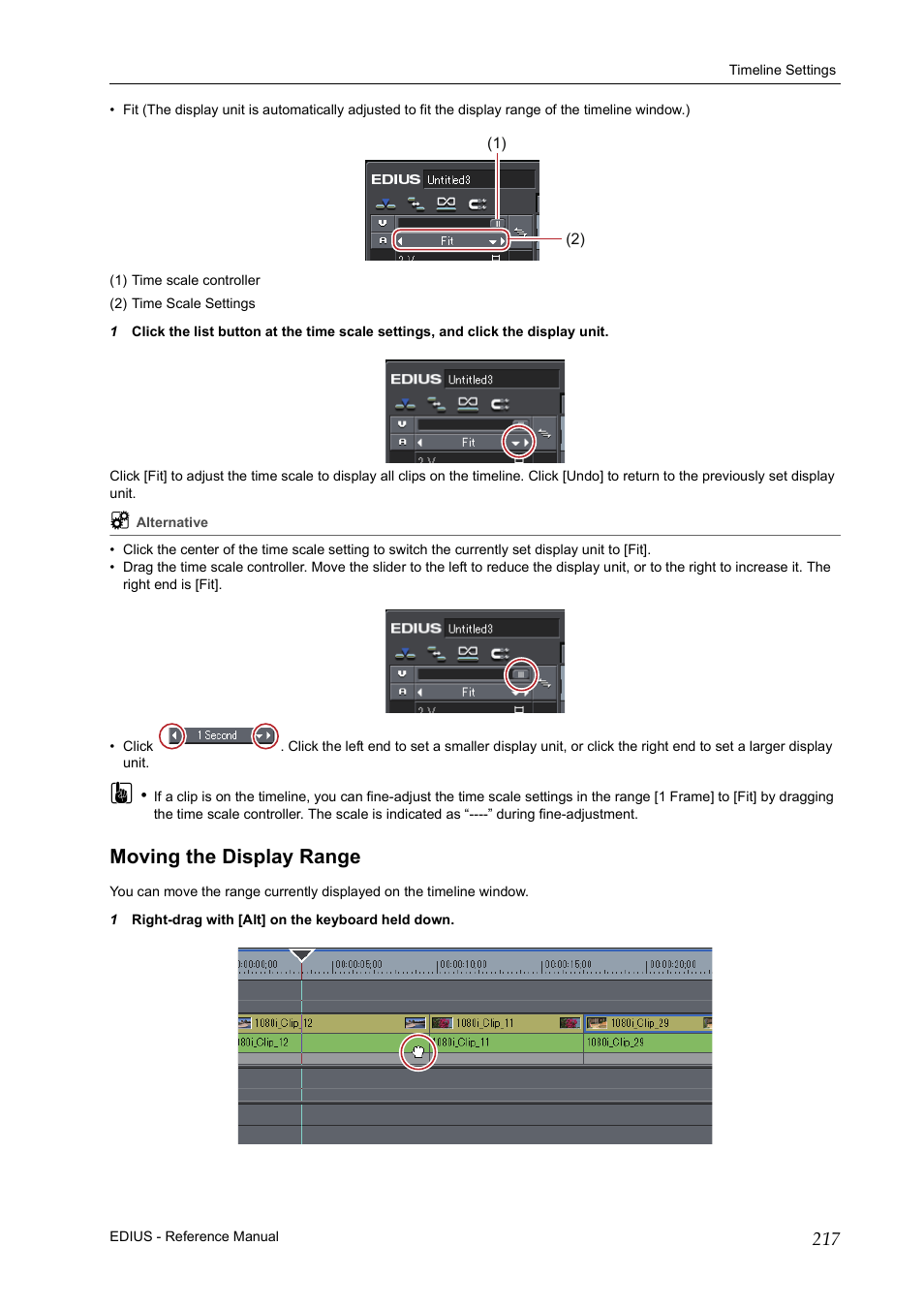 Moving the display range | Grass Valley EDIUS Pro v.6.5 User Manual | Page 239 / 530