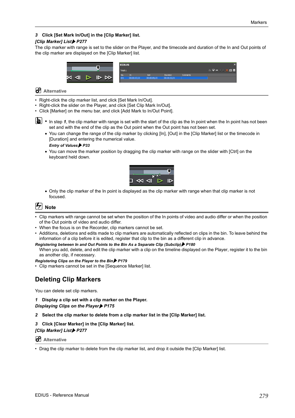 Deleting clip markers | Grass Valley EDIUS Pro v.6.5 User Manual | Page 301 / 530