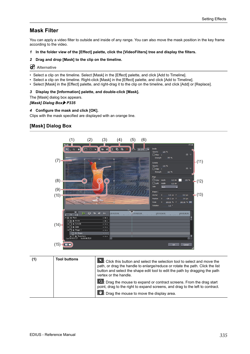 Mask filter, Mask] dialog box, P335 | Grass Valley EDIUS Pro v.6.5 User Manual | Page 357 / 530