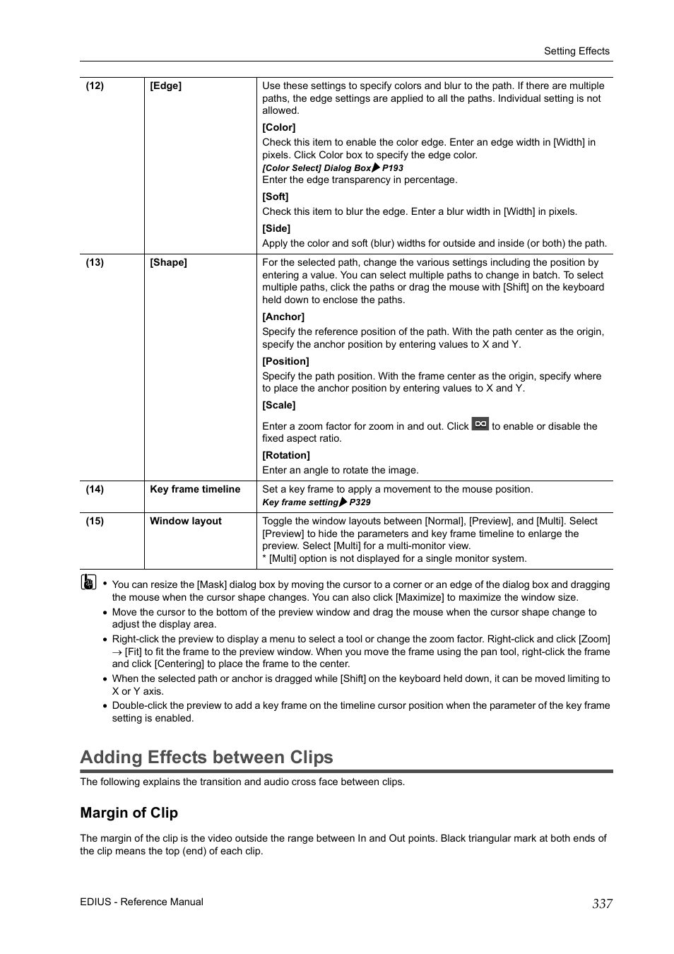 Adding effects between clips, Margin of clip | Grass Valley EDIUS Pro v.6.5 User Manual | Page 359 / 530