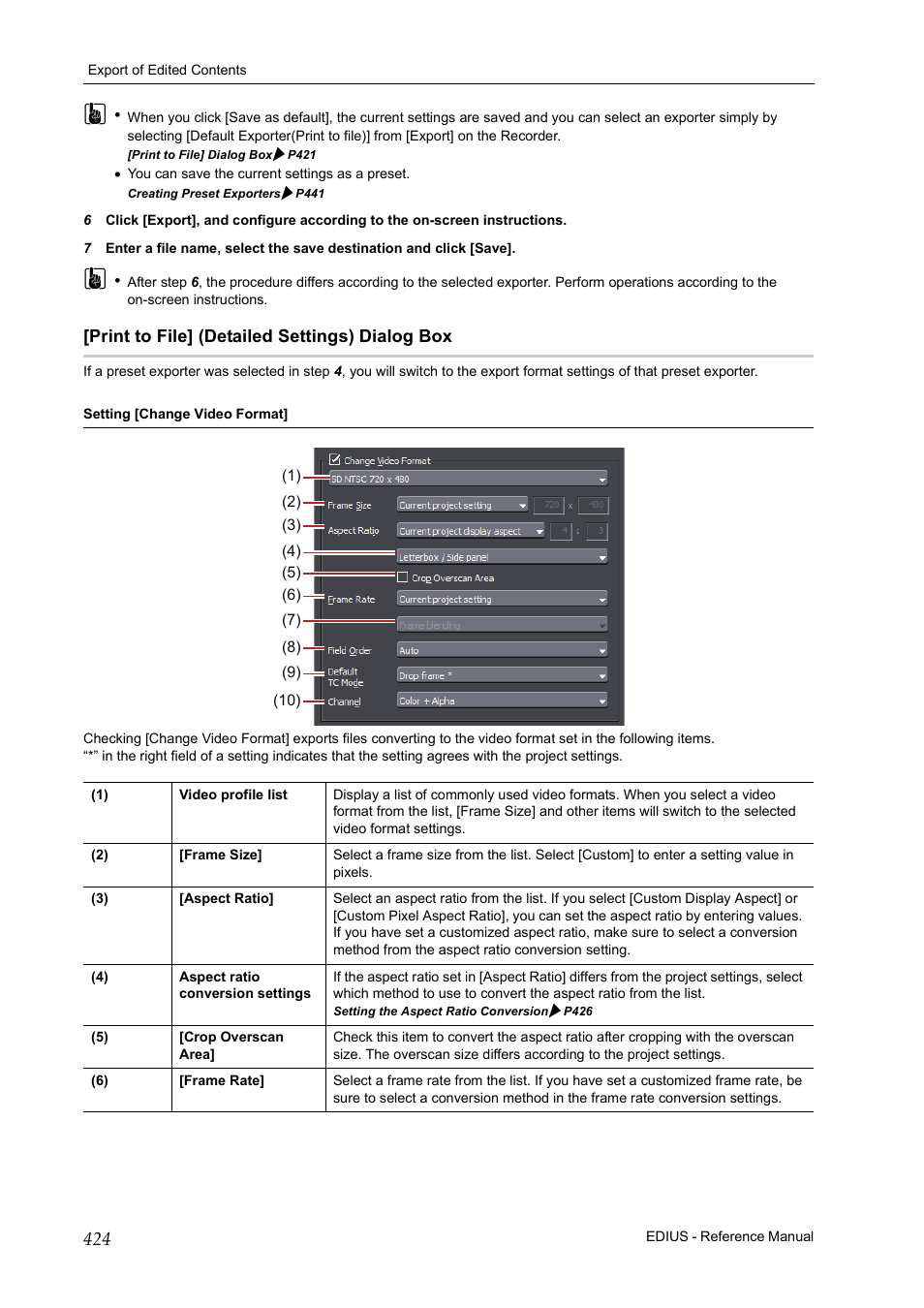 Print to file] (detailed settings) dialog box, Print to file] (detailed settings), Dialog box | P424 | Grass Valley EDIUS Pro v.6.5 User Manual | Page 446 / 530