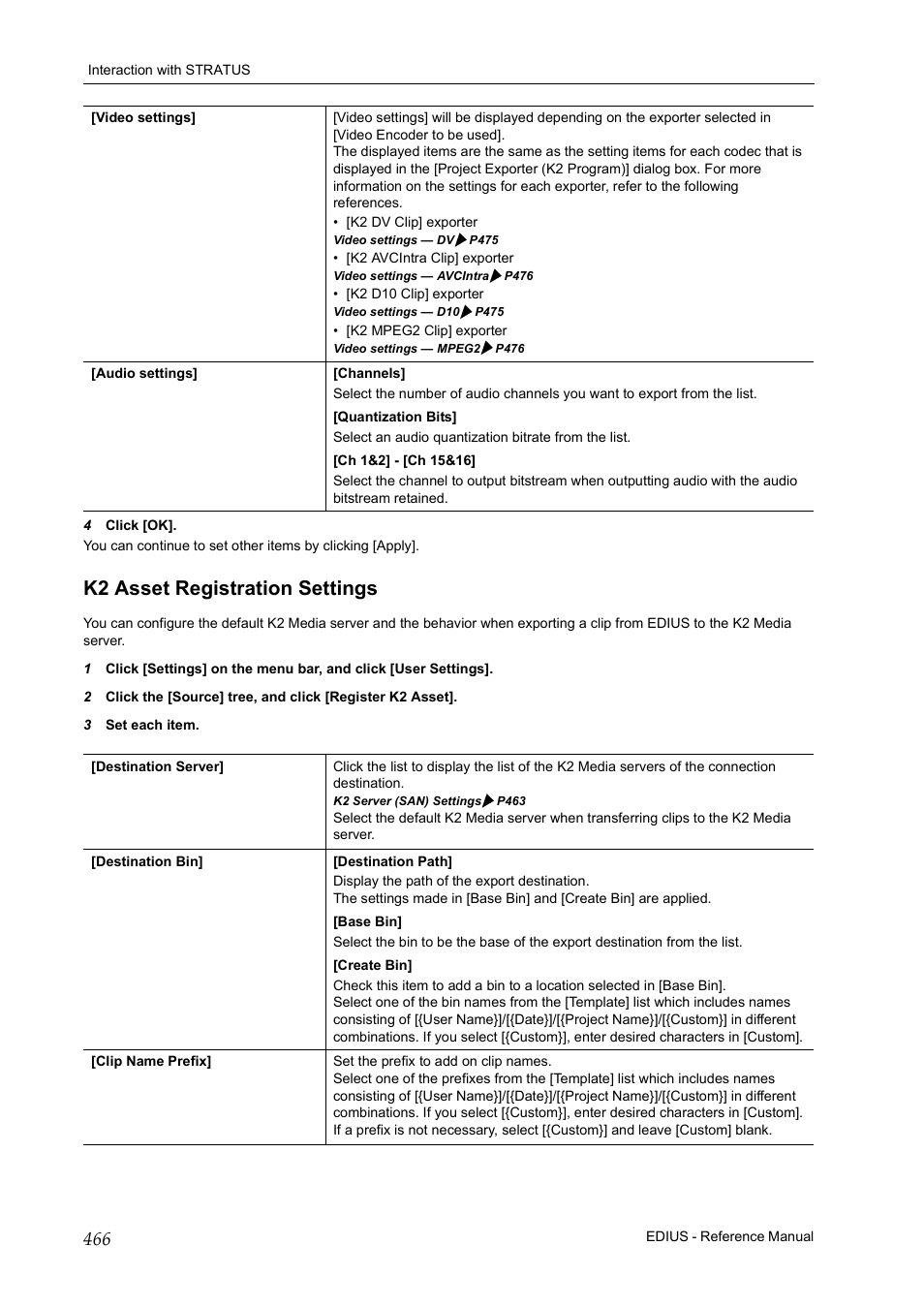 K2 asset registration settings | Grass Valley EDIUS Pro v.6.5 User Manual | Page 488 / 530