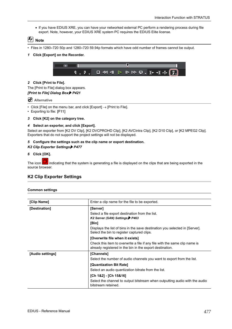 K2 clip exporter settings | Grass Valley EDIUS Pro v.6.5 User Manual | Page 499 / 530