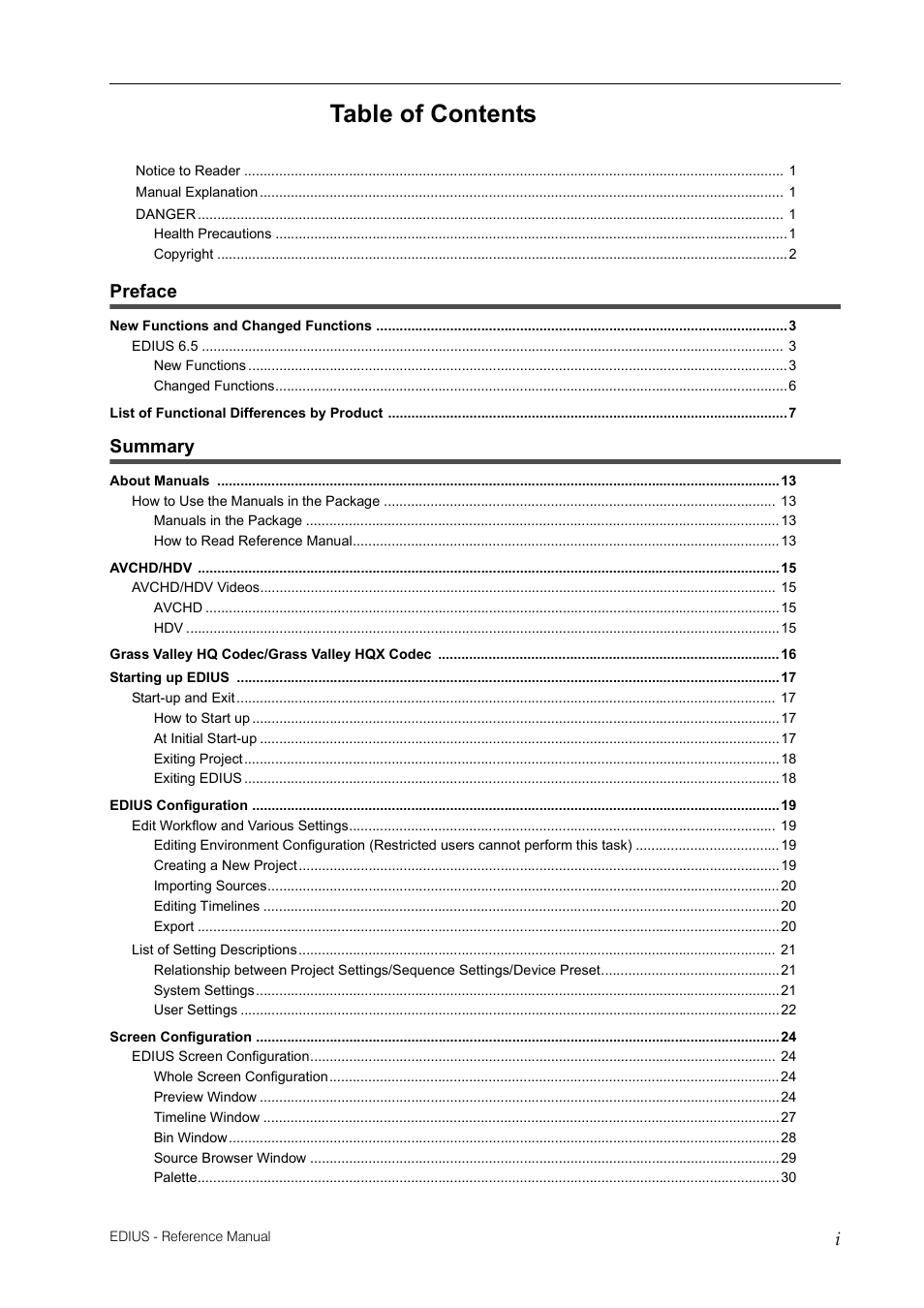 Grass Valley EDIUS Pro v.6.5 User Manual | Page 5 / 530