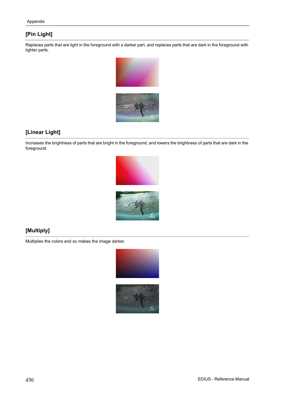 Pin light, Linear light, Multiply | Grass Valley EDIUS Pro v.6.5 User Manual | Page 518 / 530
