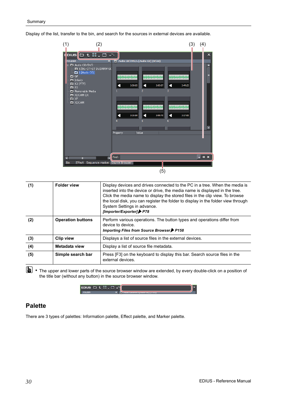 Palette | Grass Valley EDIUS Pro v.6.5 User Manual | Page 52 / 530