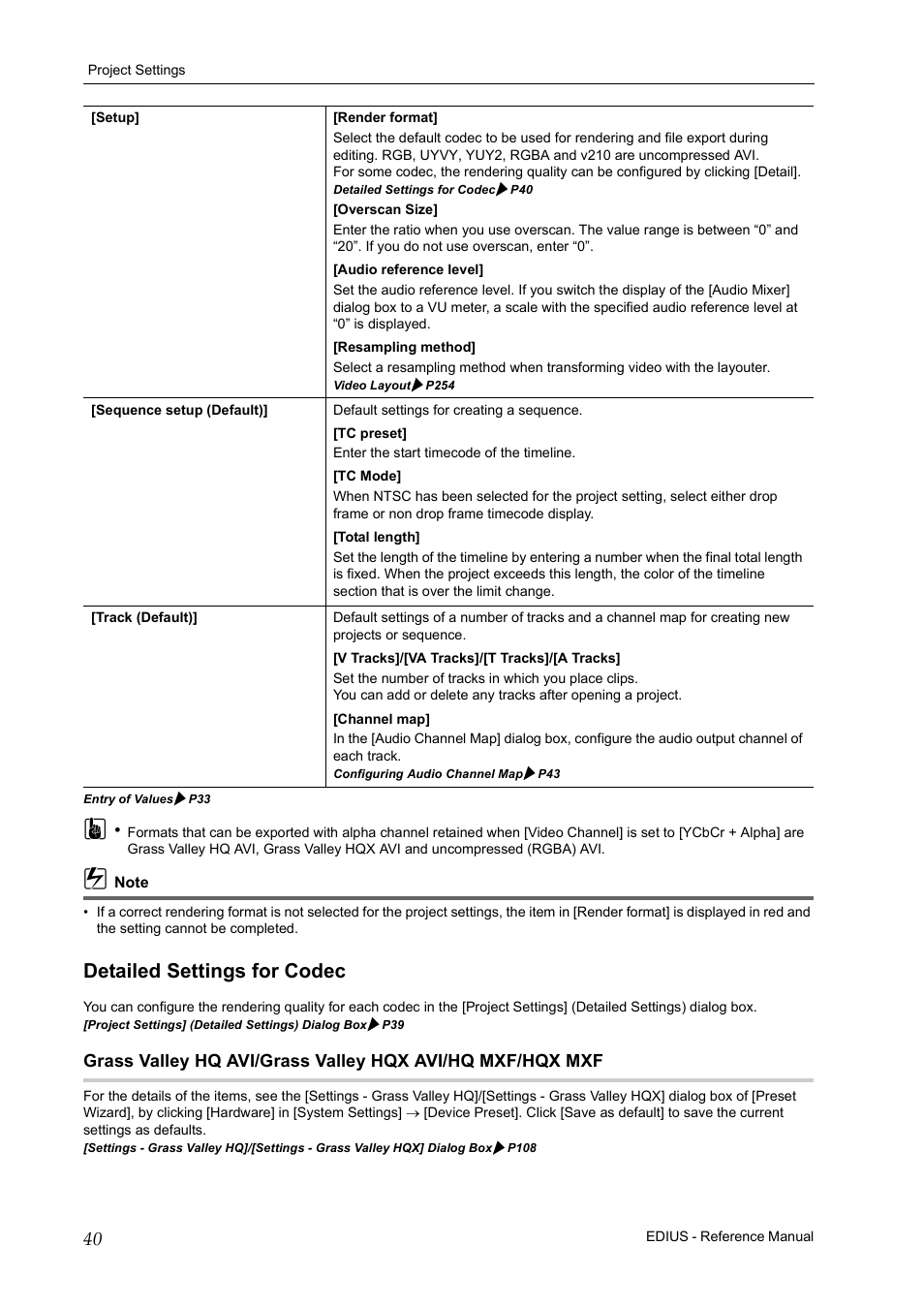 Detailed settings for codec | Grass Valley EDIUS Pro v.6.5 User Manual | Page 62 / 530