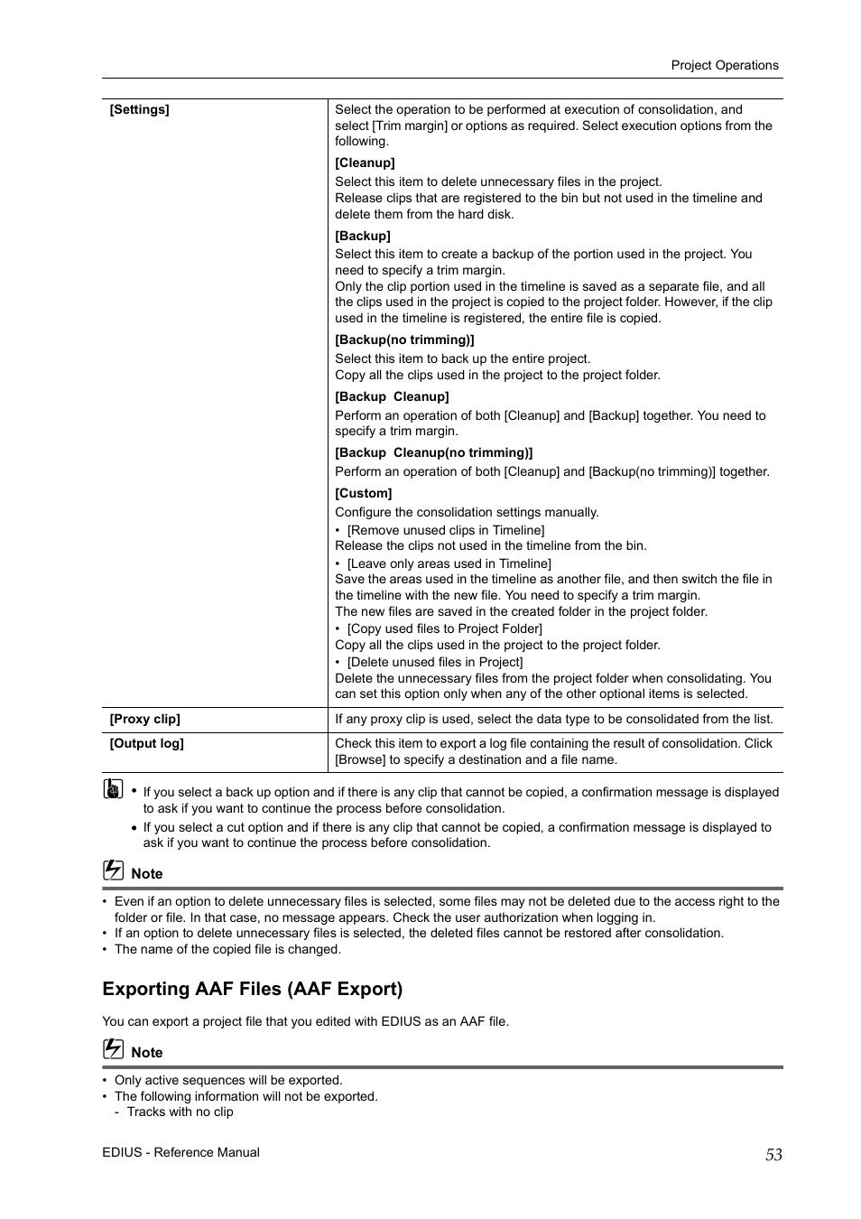 Exporting aaf files (aaf export) | Grass Valley EDIUS Pro v.6.5 User Manual | Page 75 / 530