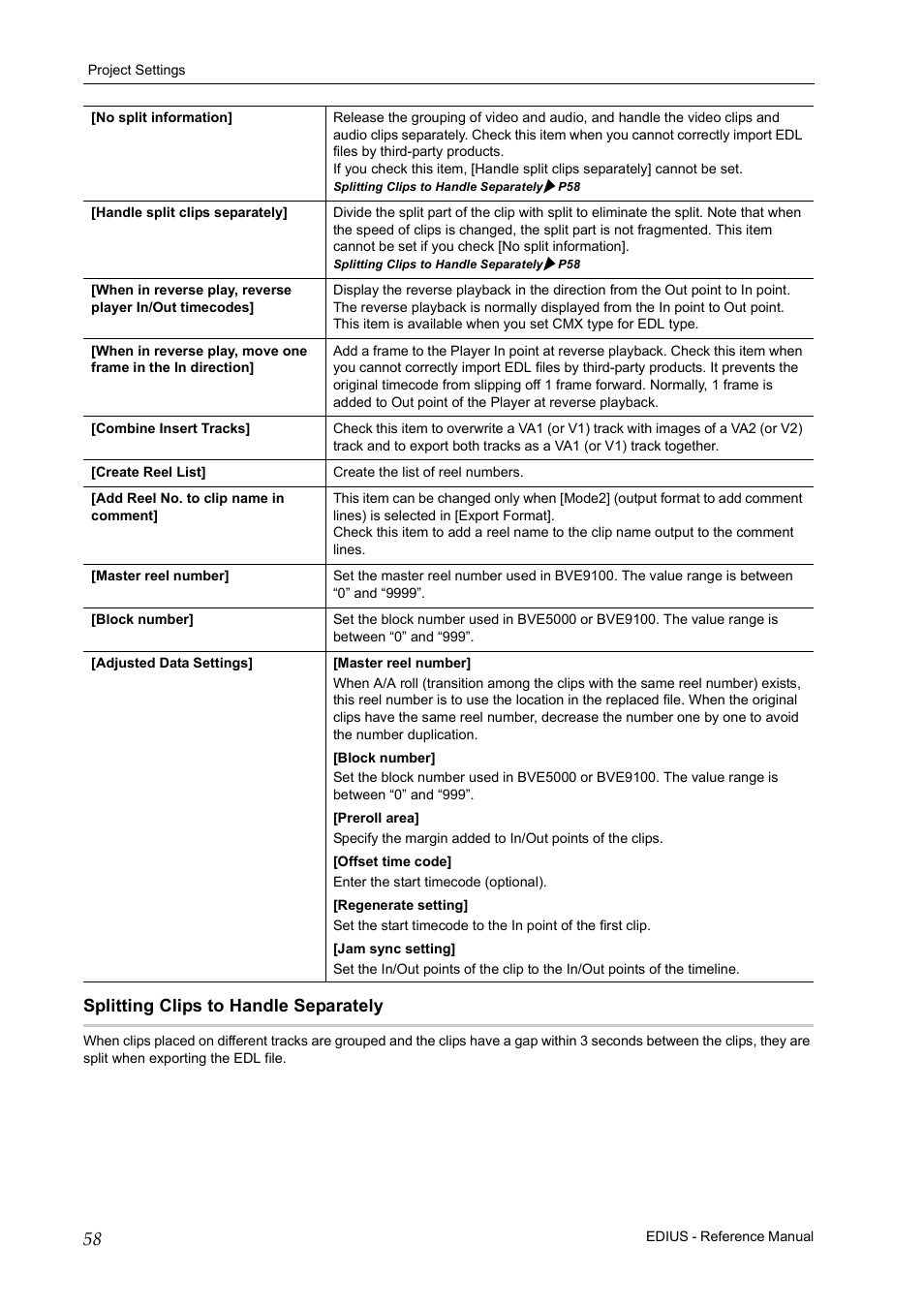 Splitting clips to handle separately | Grass Valley EDIUS Pro v.6.5 User Manual | Page 80 / 530