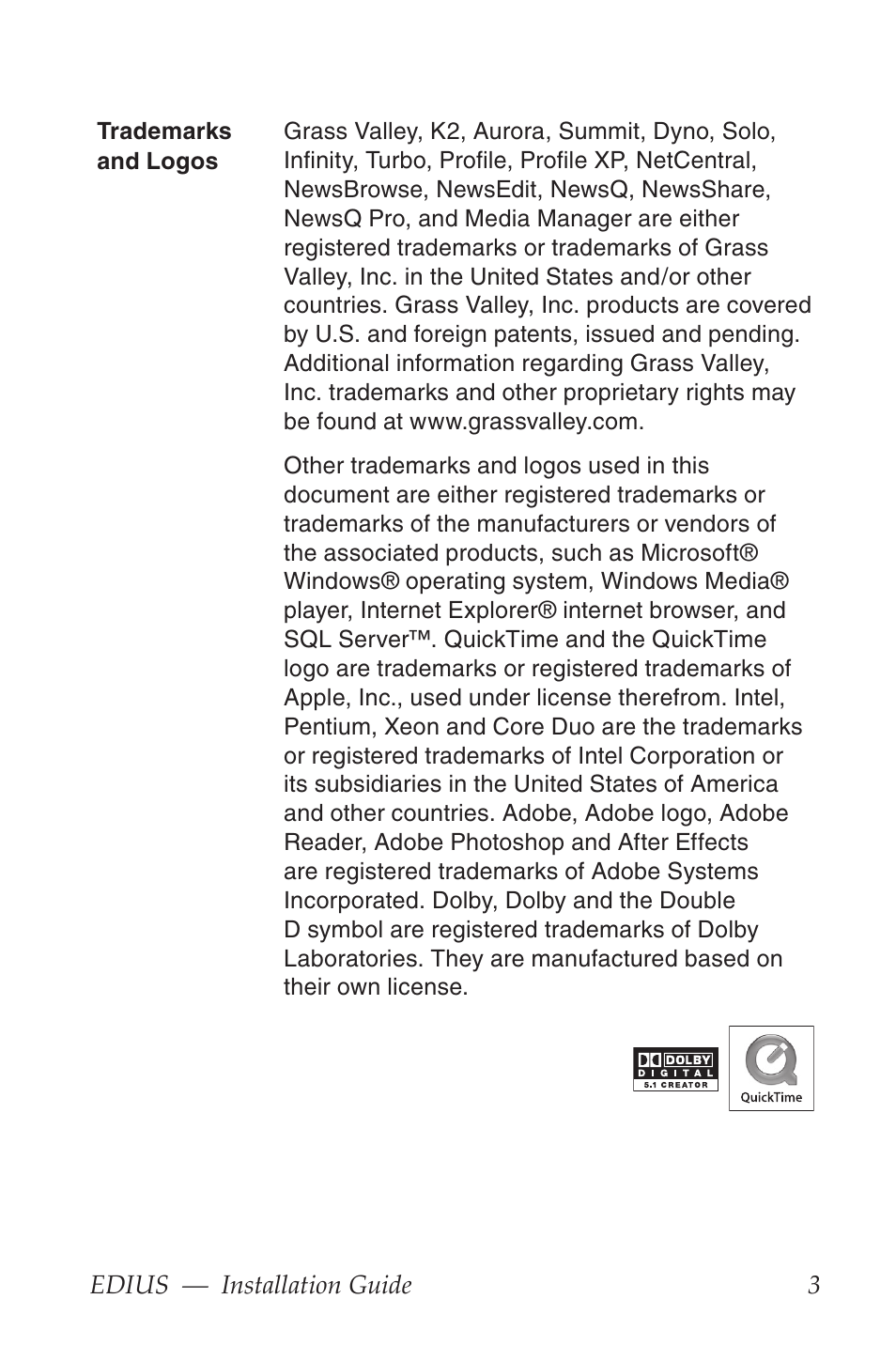 Grass Valley EDIUS Pro v.6.5 Installation User Manual | Page 3 / 20