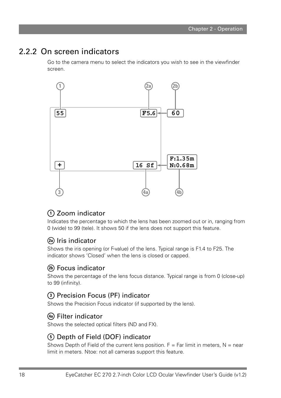 2 on screen indicators | Grass Valley EC 270 User Manual | Page 18 / 36