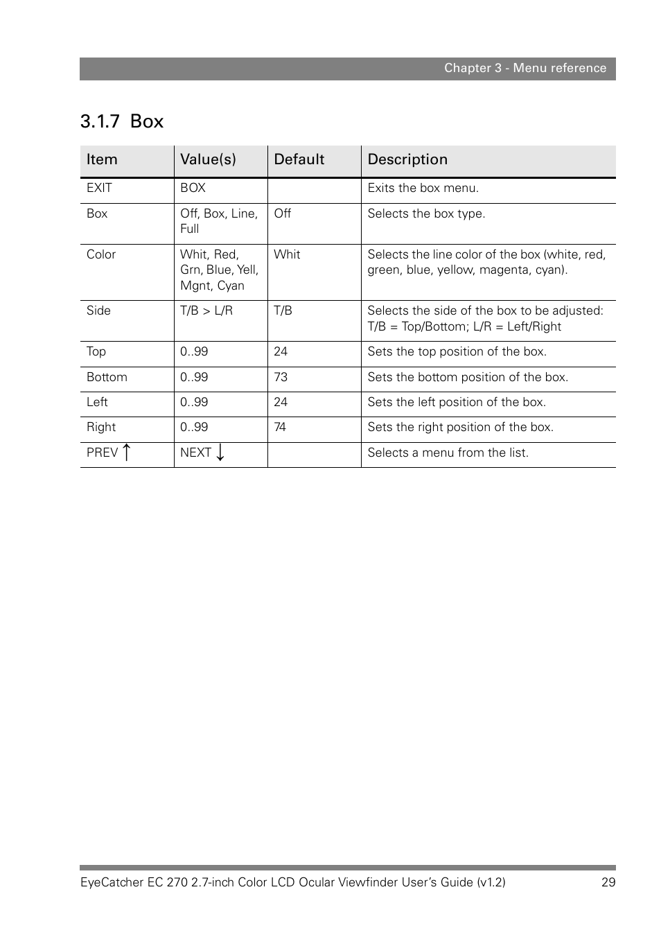 7 box, Box” on | Grass Valley EC 270 User Manual | Page 29 / 36