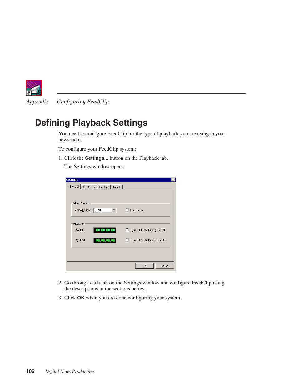 Defining playback settings | Grass Valley FeedClip v.4.5 User Manual | Page 107 / 125