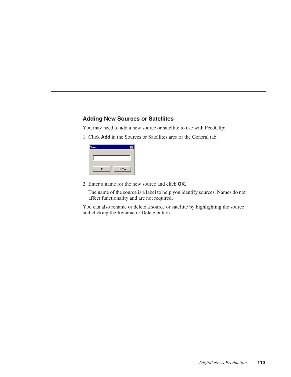 Adding new sources or satellites | Grass Valley FeedClip v.4.5 User Manual | Page 114 / 125
