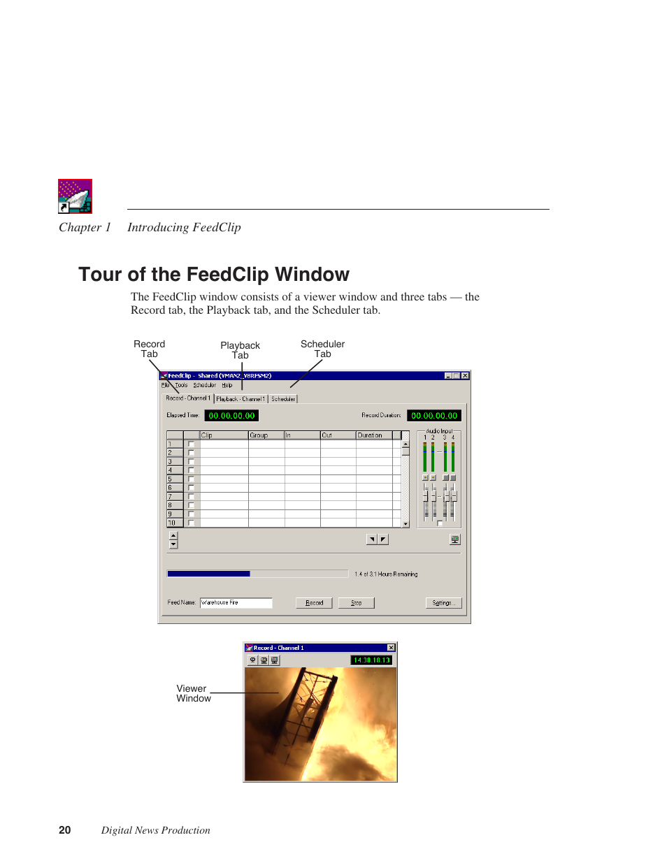 Tour of the feedclip window | Grass Valley FeedClip v.4.5 User Manual | Page 21 / 125