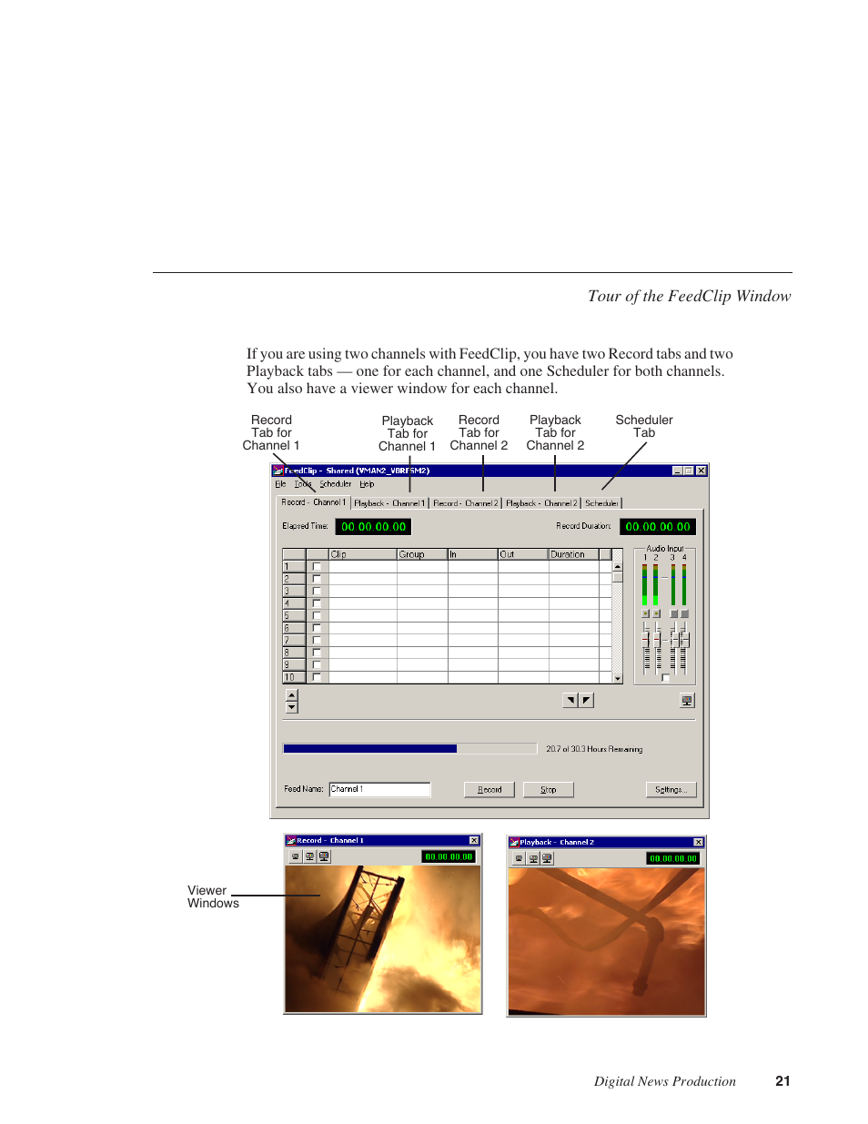 Tour of the feedclip window | Grass Valley FeedClip v.4.5 User Manual | Page 22 / 125
