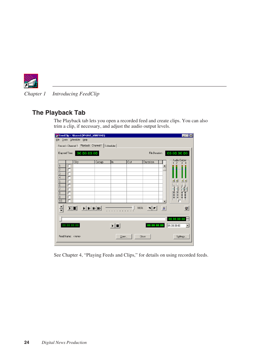 The playback tab | Grass Valley FeedClip v.4.5 User Manual | Page 25 / 125