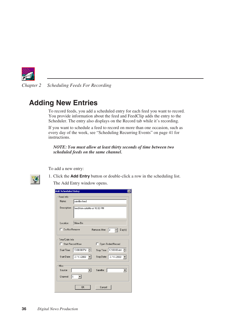 Adding new entries | Grass Valley FeedClip v.4.5 User Manual | Page 37 / 125