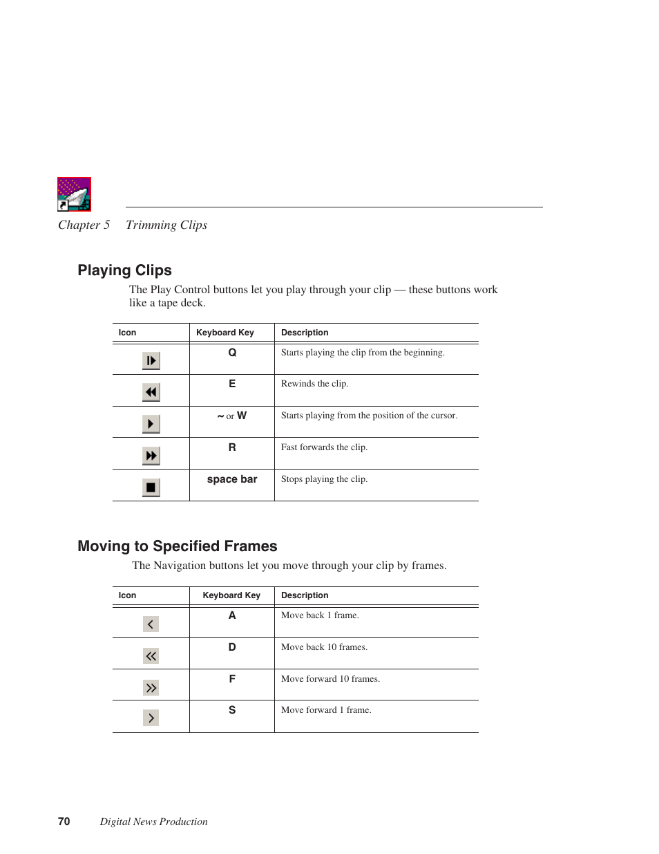 Playing clips, Moving to specified frames, Playing clips moving to specified frames | Grass Valley FeedClip v.4.5 User Manual | Page 71 / 125